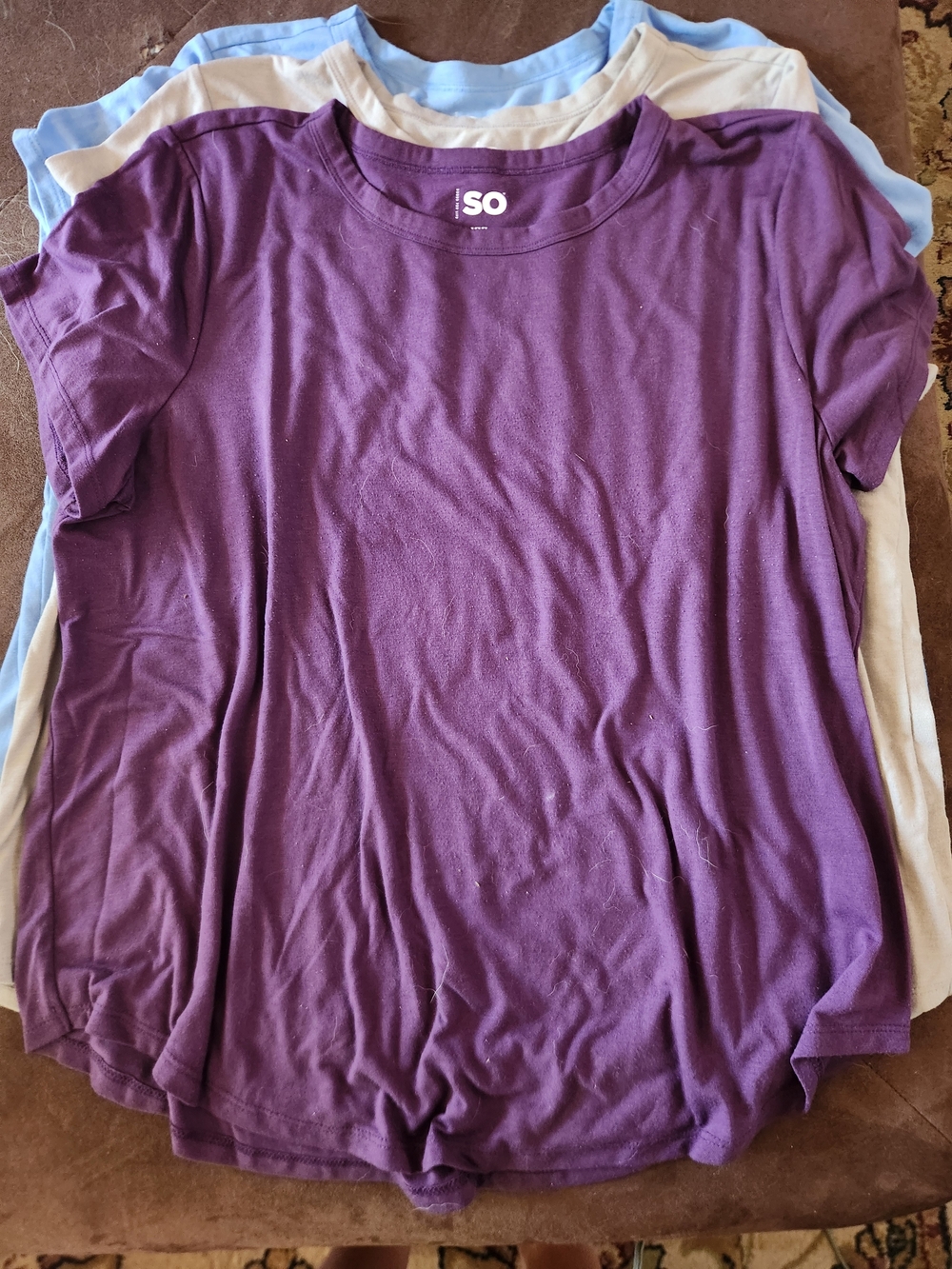 SO Short Sleeve Tee Set - Purple, Light Blue, Cream